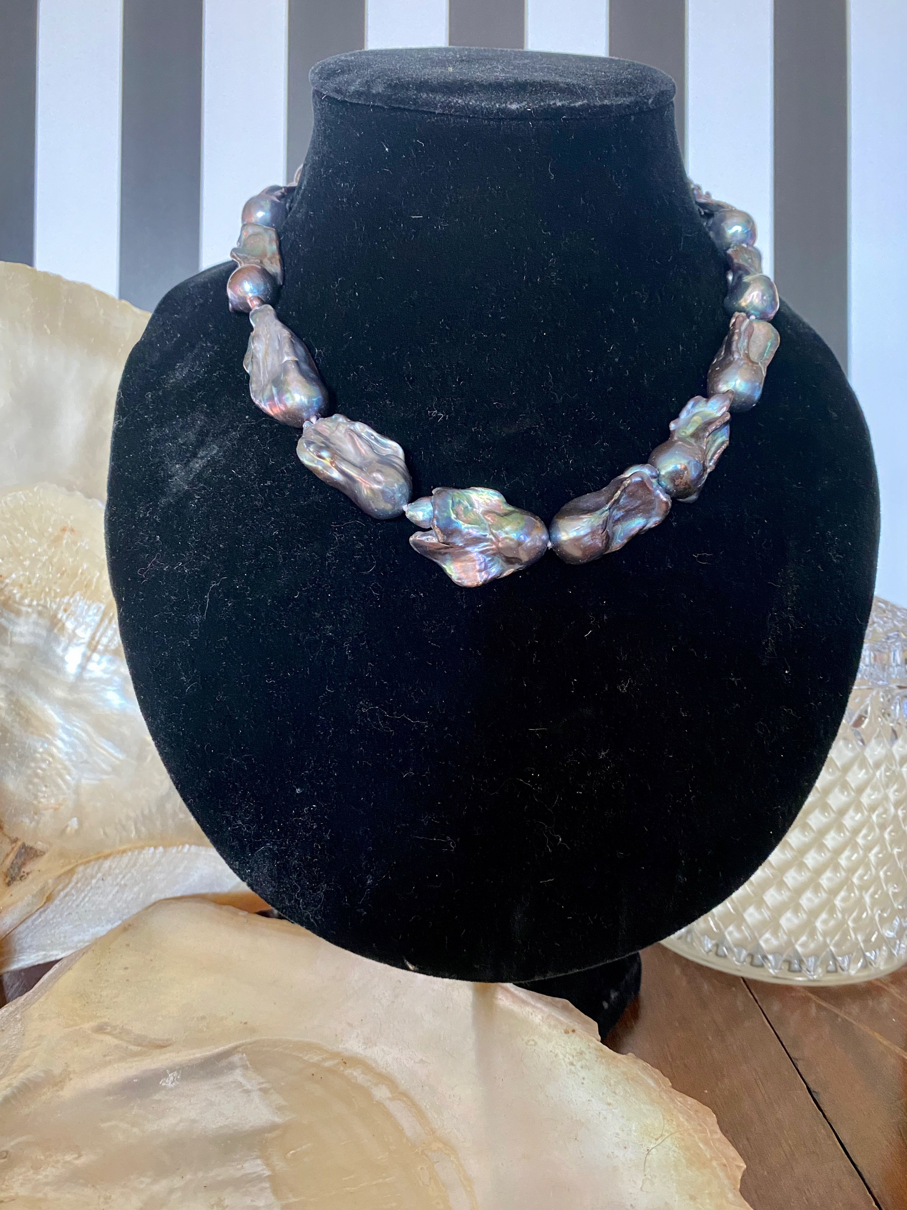 Freshwater Keshi Pearl Earrings & Necklace Set