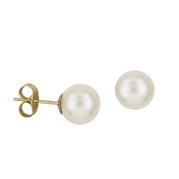 Classic Pearl Stud Earrings 9ct Gold Round