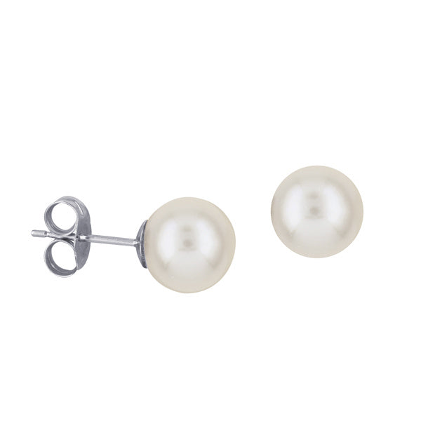 Classic Pearl Stud Earrings Sterling Silver Round